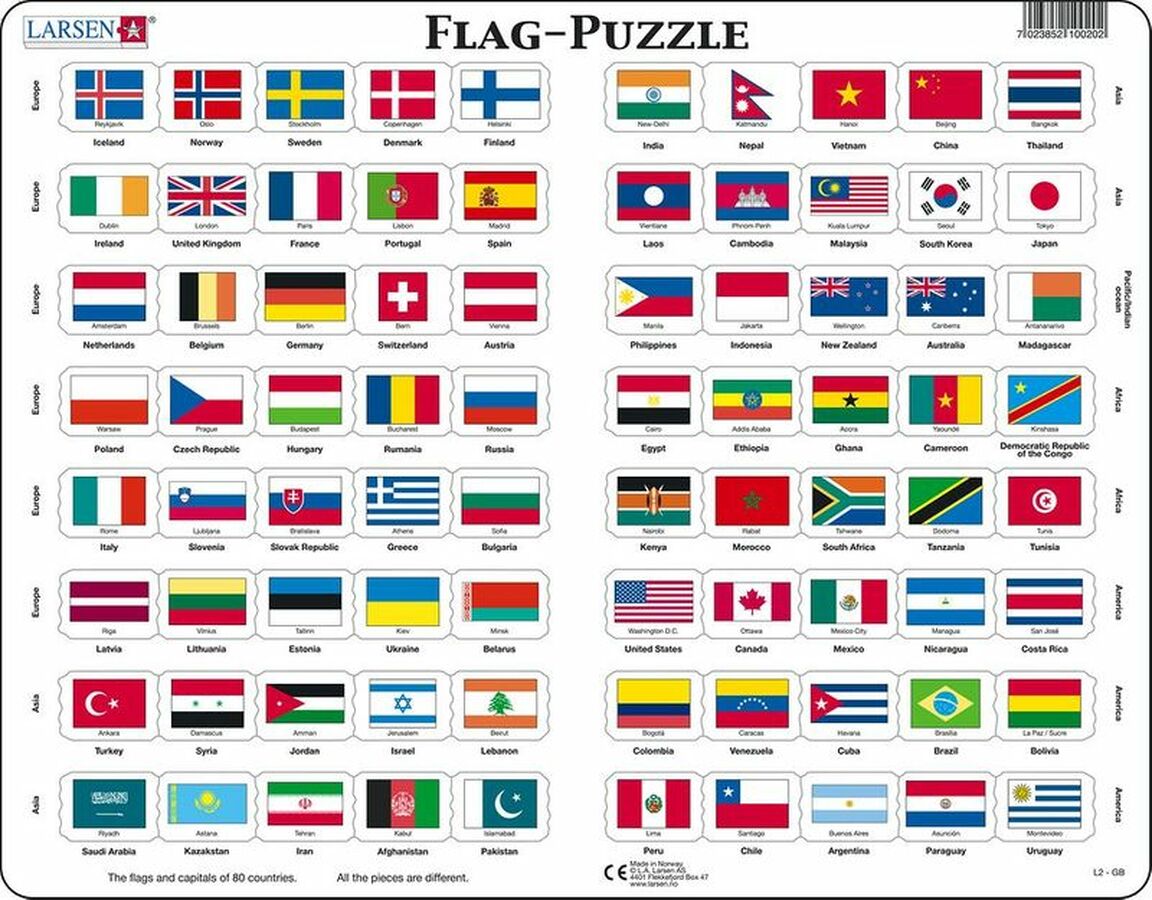 Flags Of The World Educational Tray Puzzle