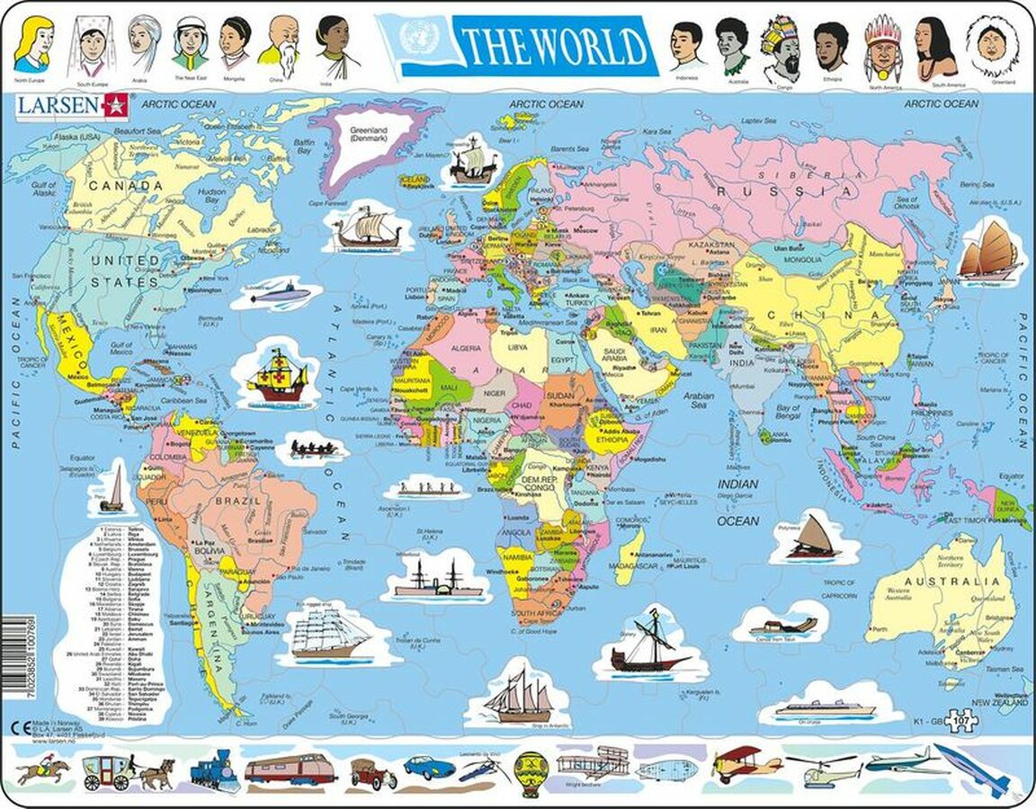 The World: Political Map, 108 Pieces, Larsen Puzzles | Puzzle Warehouse