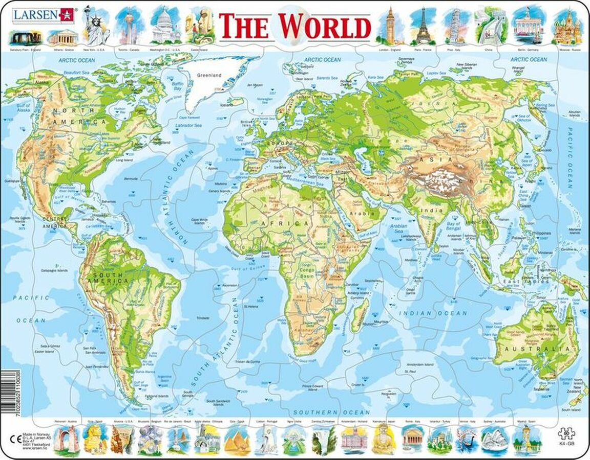 Physical World Maps / Geography Tray Puzzle