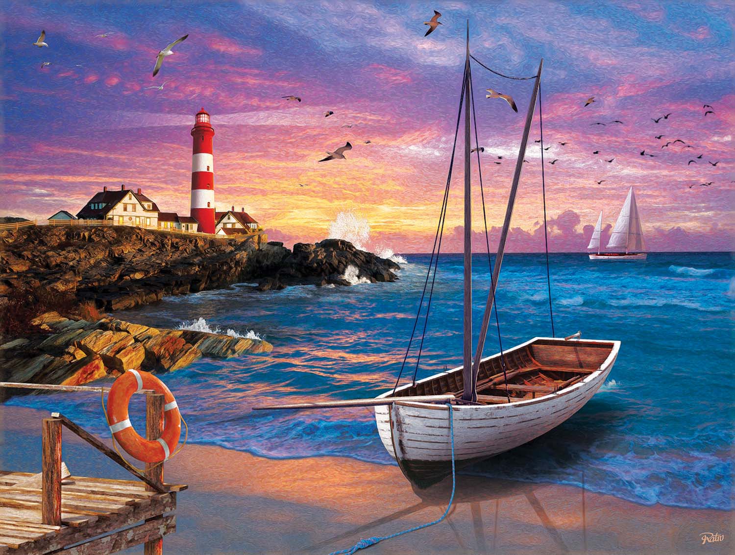 Cozy Cove Lighthouse Jigsaw Puzzle