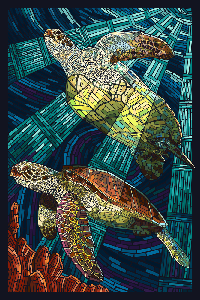 Sea Turtle, Paper Mosaic Sea Life Jigsaw Puzzle