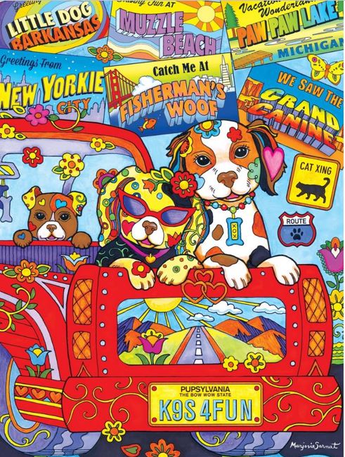 Colorful Expression - Road Trip Dogs Jigsaw Puzzle