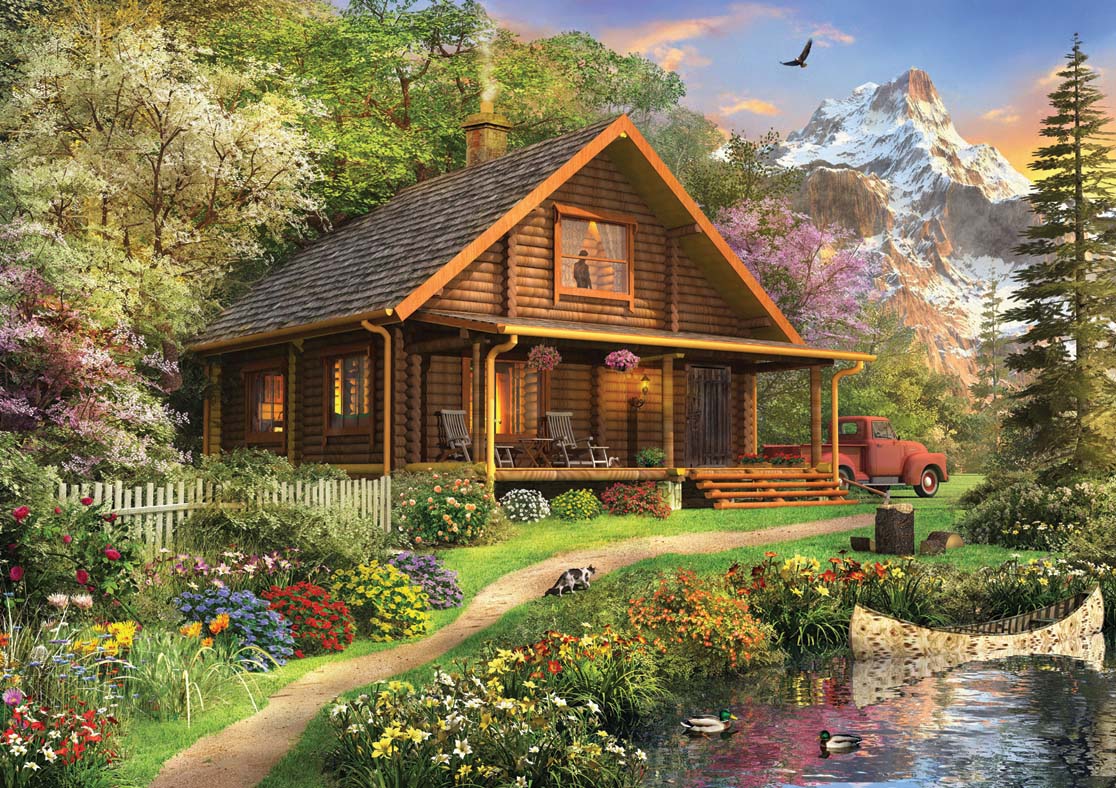 Log Cabin Home Landscape Jigsaw Puzzle