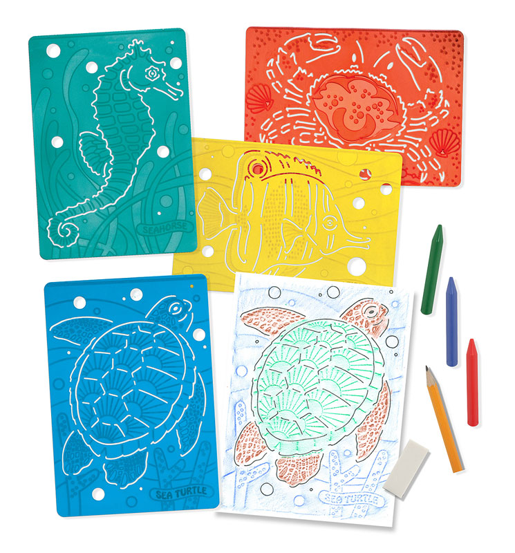 Textured Stencil - Sea Creatures, Melissa and Doug | Puzzle Warehouse