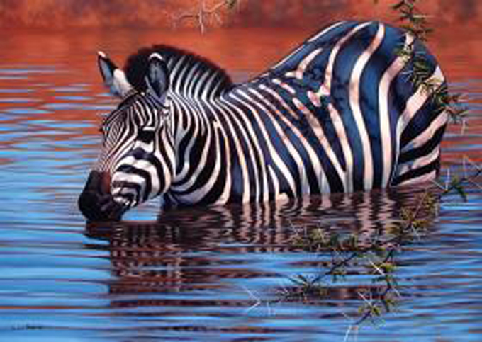 Zebra Drinking Mini Puzzle Jungle Animals Jigsaw Puzzle