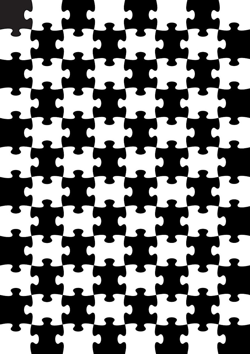 Puzzle In Puzzle Mini Puzzle - Black & White Monochromatic Jigsaw Puzzle