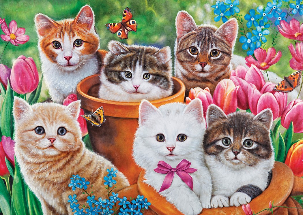 Corner Piece 500 Pieces Jigsaw Puzzle Game Cats Kittens in Garden Toys for Kids for sale online 