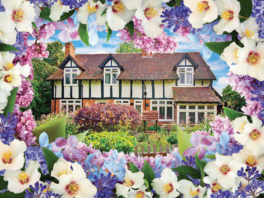 Lilac Cottage Flower Garden Cottages 500 Jigsaw Puzzle