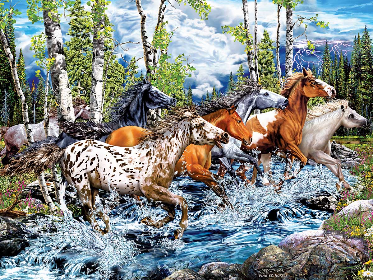 22 Running Horses - Scratch and Dent Horse Jigsaw Puzzle