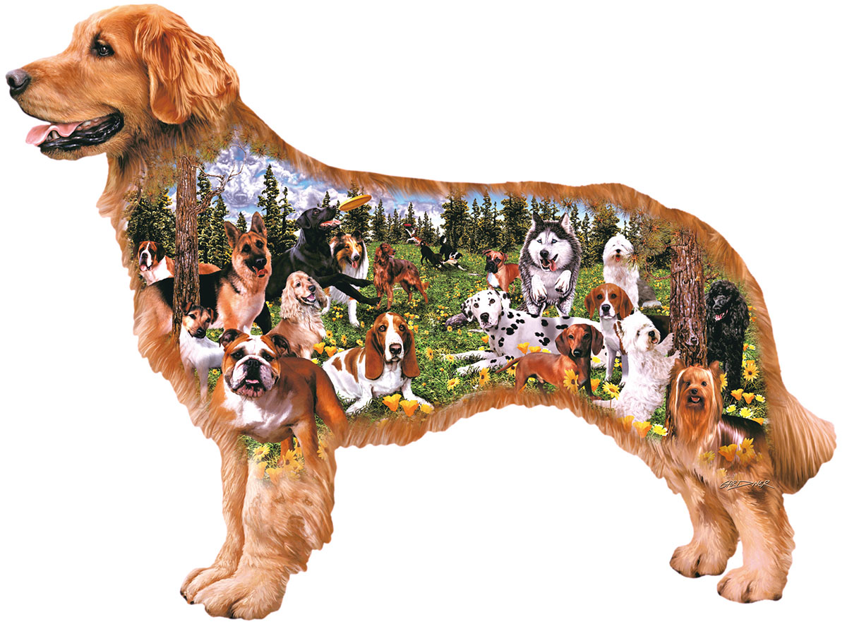 Dog Park Dogs Shaped Puzzle
