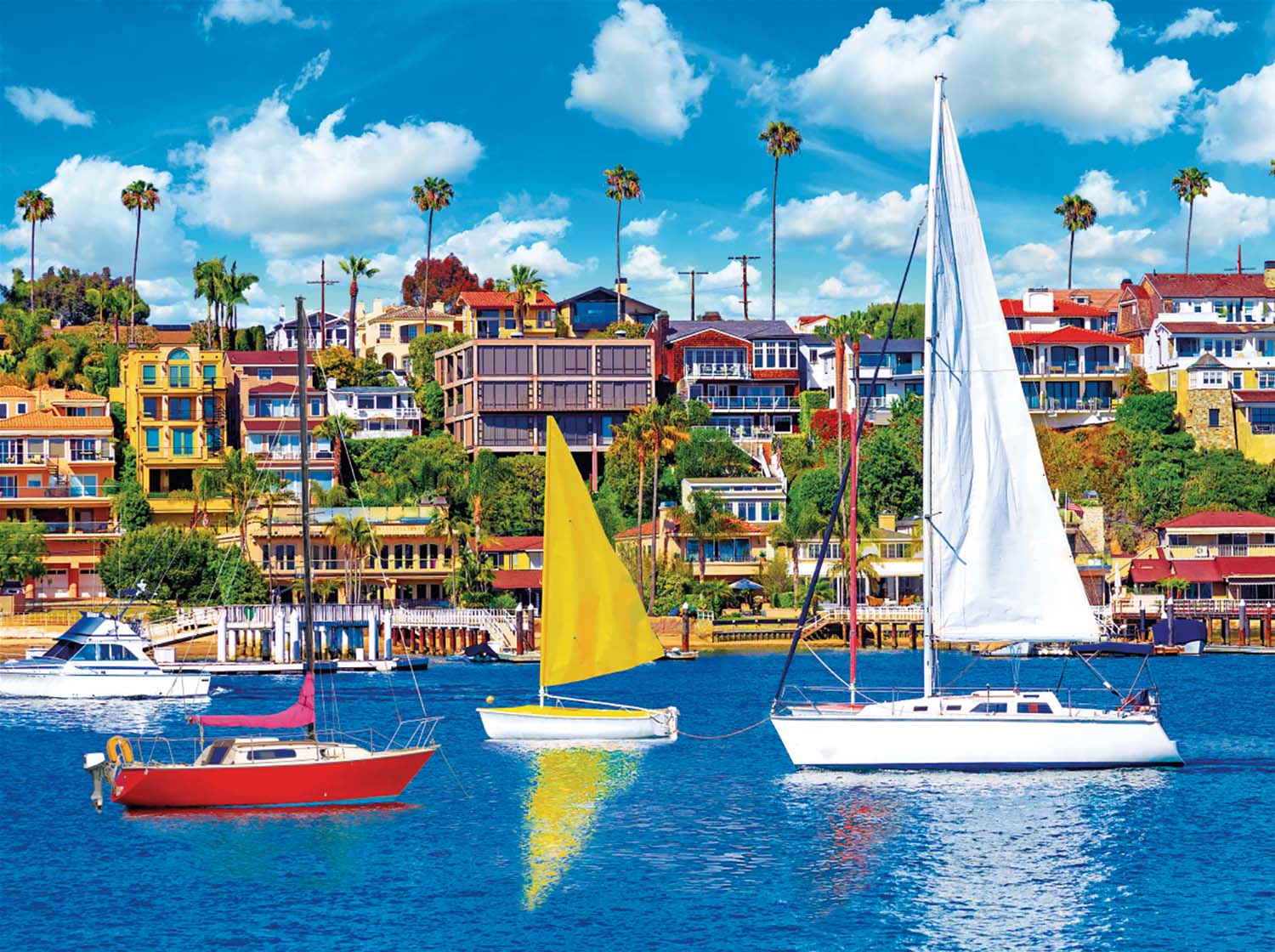 Recreational Sailboats Newport Bay at Newport Beach, CA Travel Jigsaw Puzzle