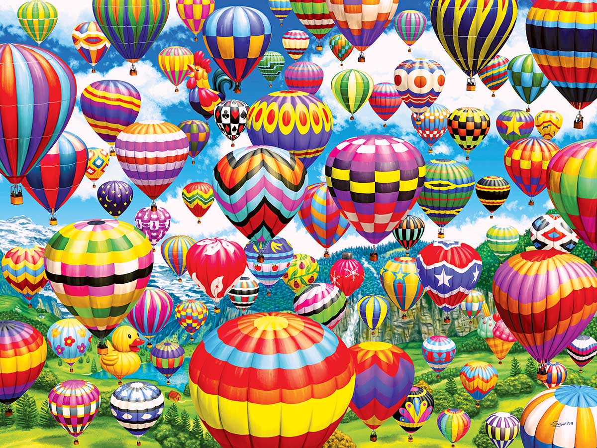 Colorful Balloons in the Sky Hot Air Balloon Jigsaw Puzzle
