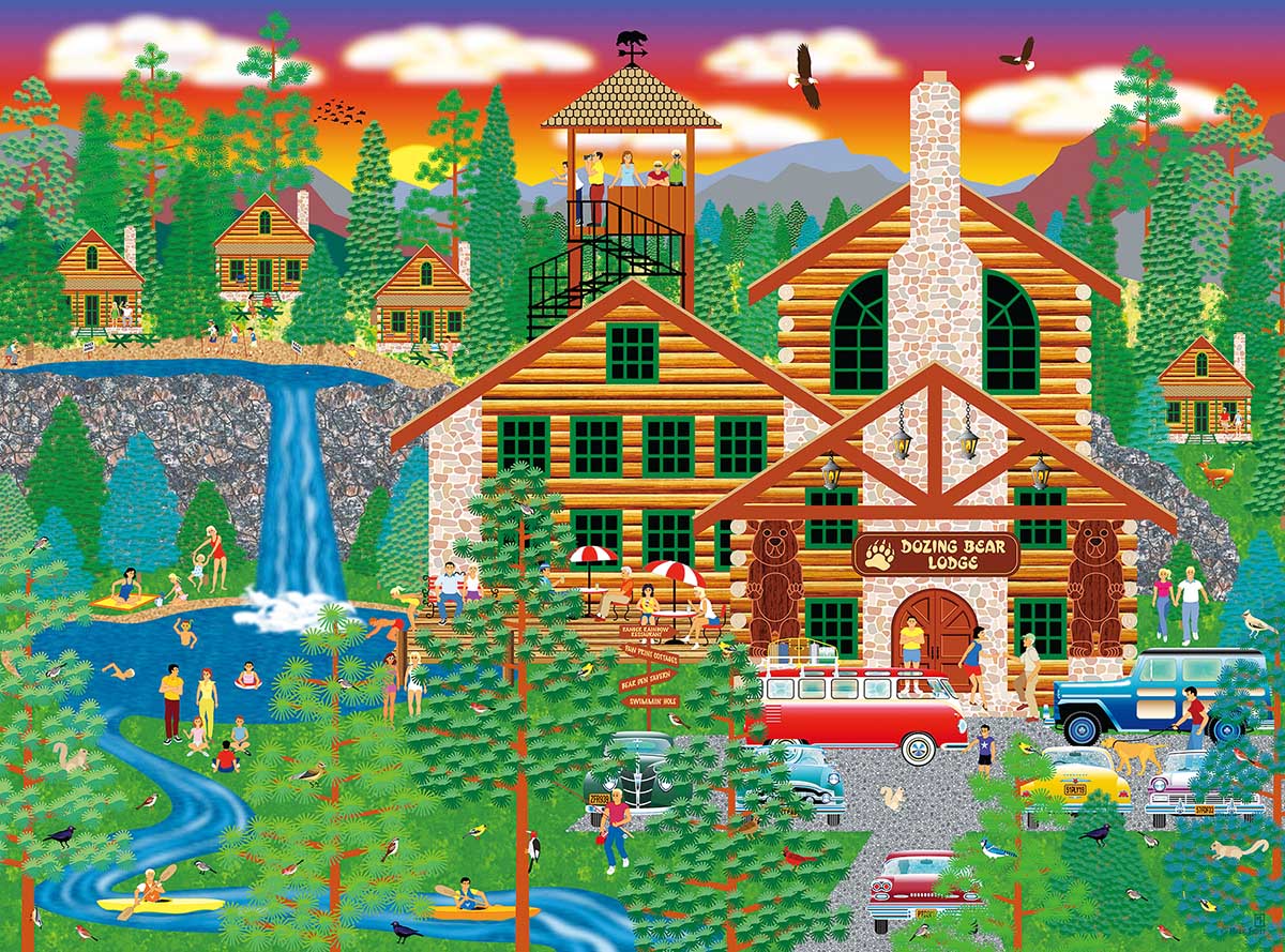 Dozing Bear Lodge - Scratch and Dent Forest Jigsaw Puzzle