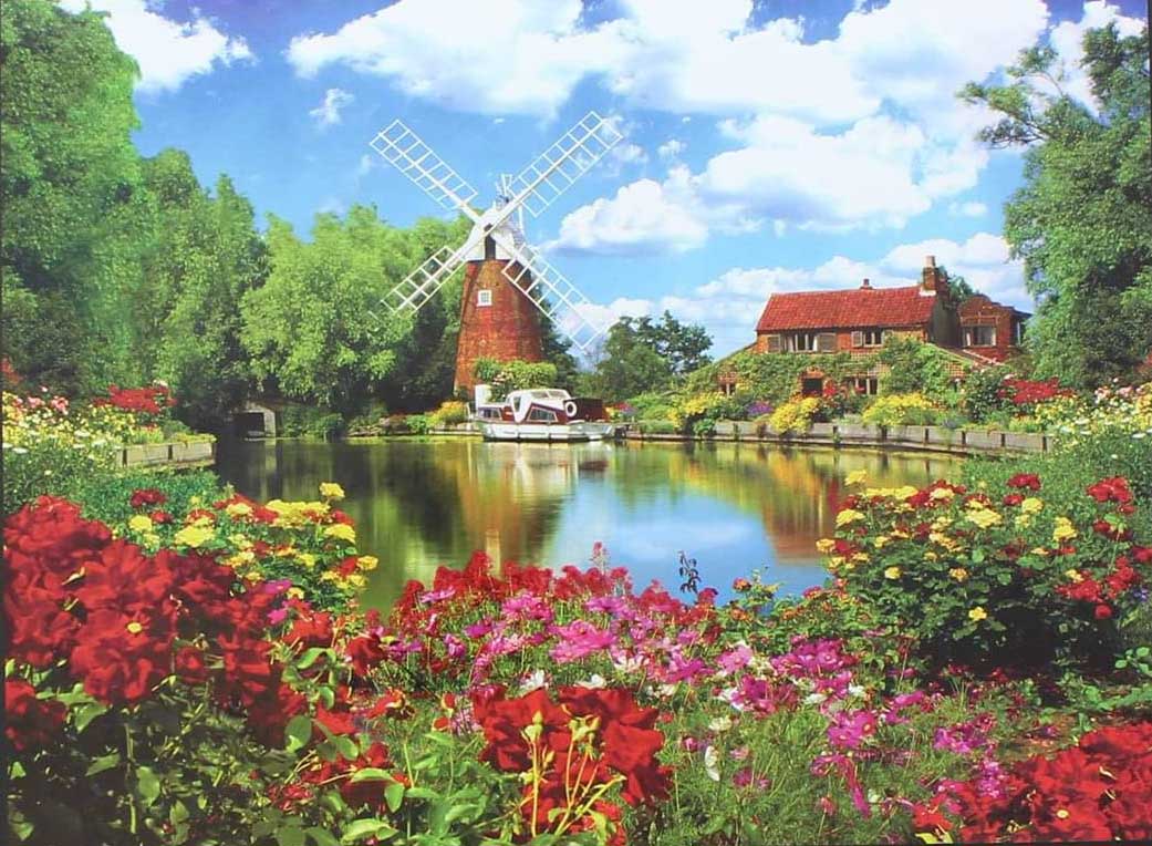 Hunsett Mill And The River Ant, Norfolk, England Travel Jigsaw Puzzle