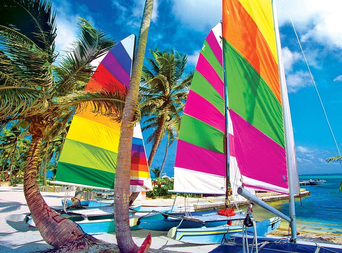 Colorful Sailboats On A Beach - Scratch and Dent Summer Jigsaw Puzzle