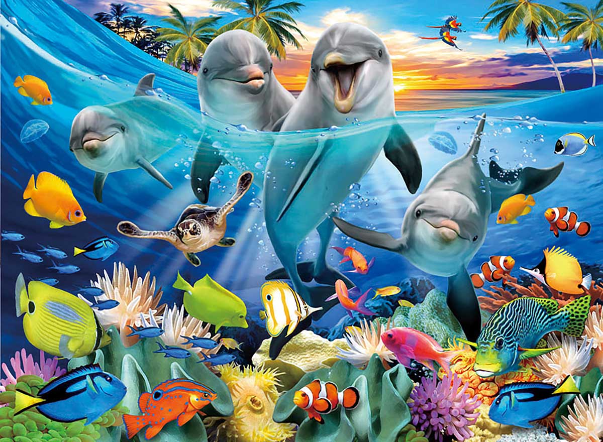 Playful Dolphins Sea Life Jigsaw Puzzle