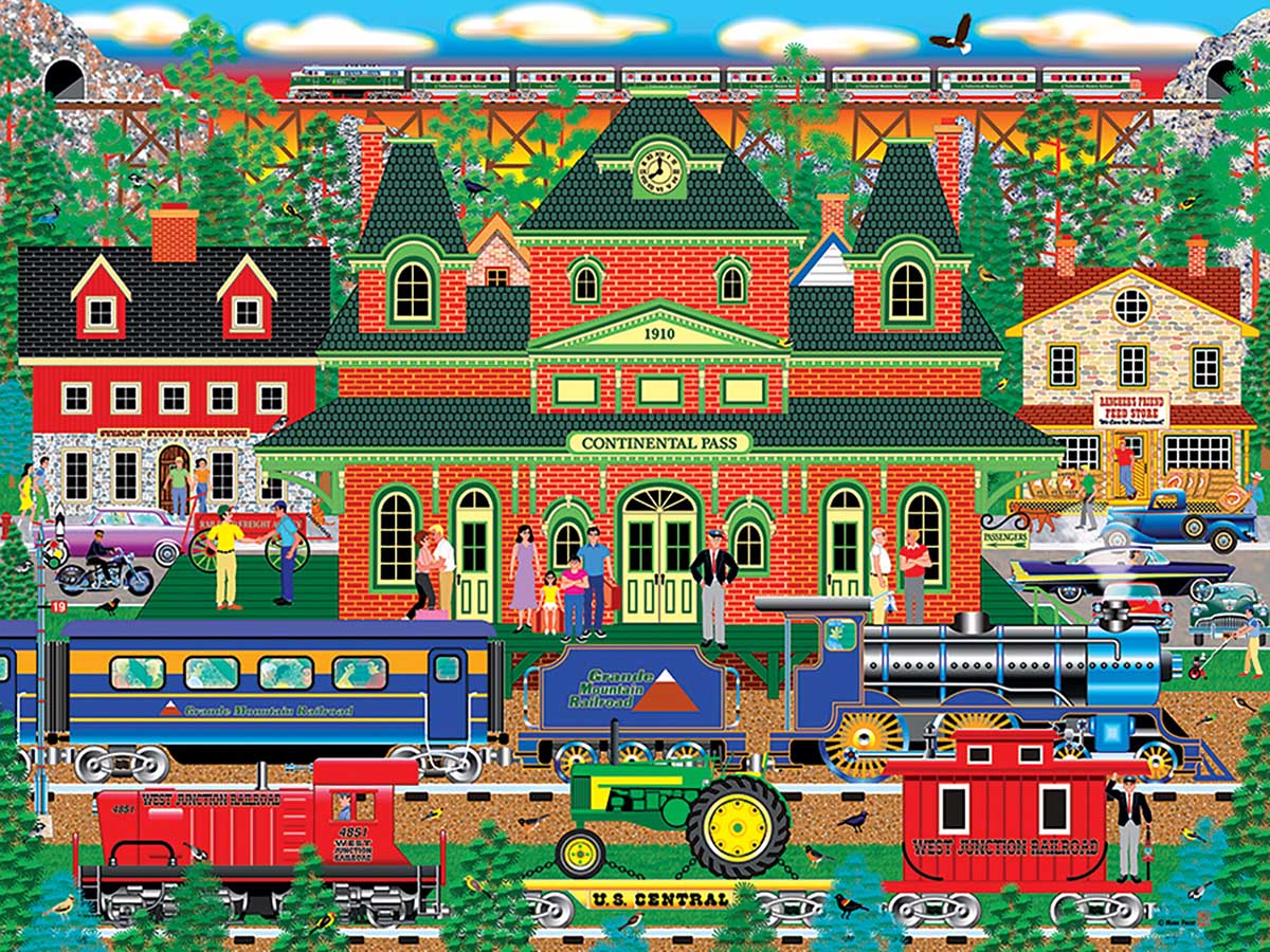 Train Station Folk Art Jigsaw Puzzle By Dowdle Folk Art