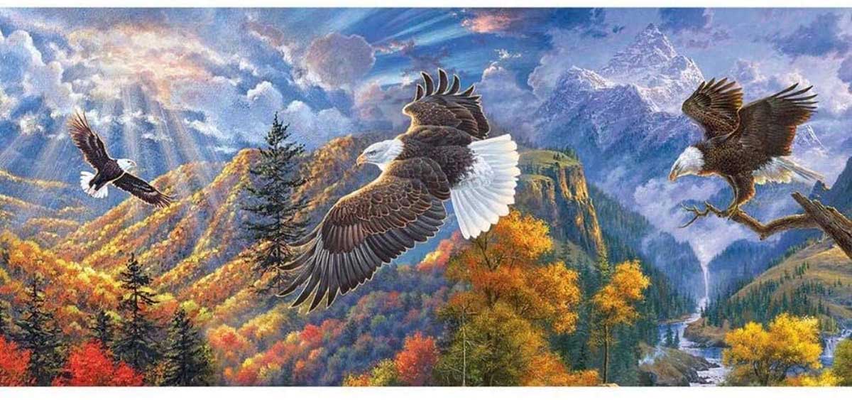 Soaring Heights Triptych Puzzle Eagles Jigsaw Puzzle