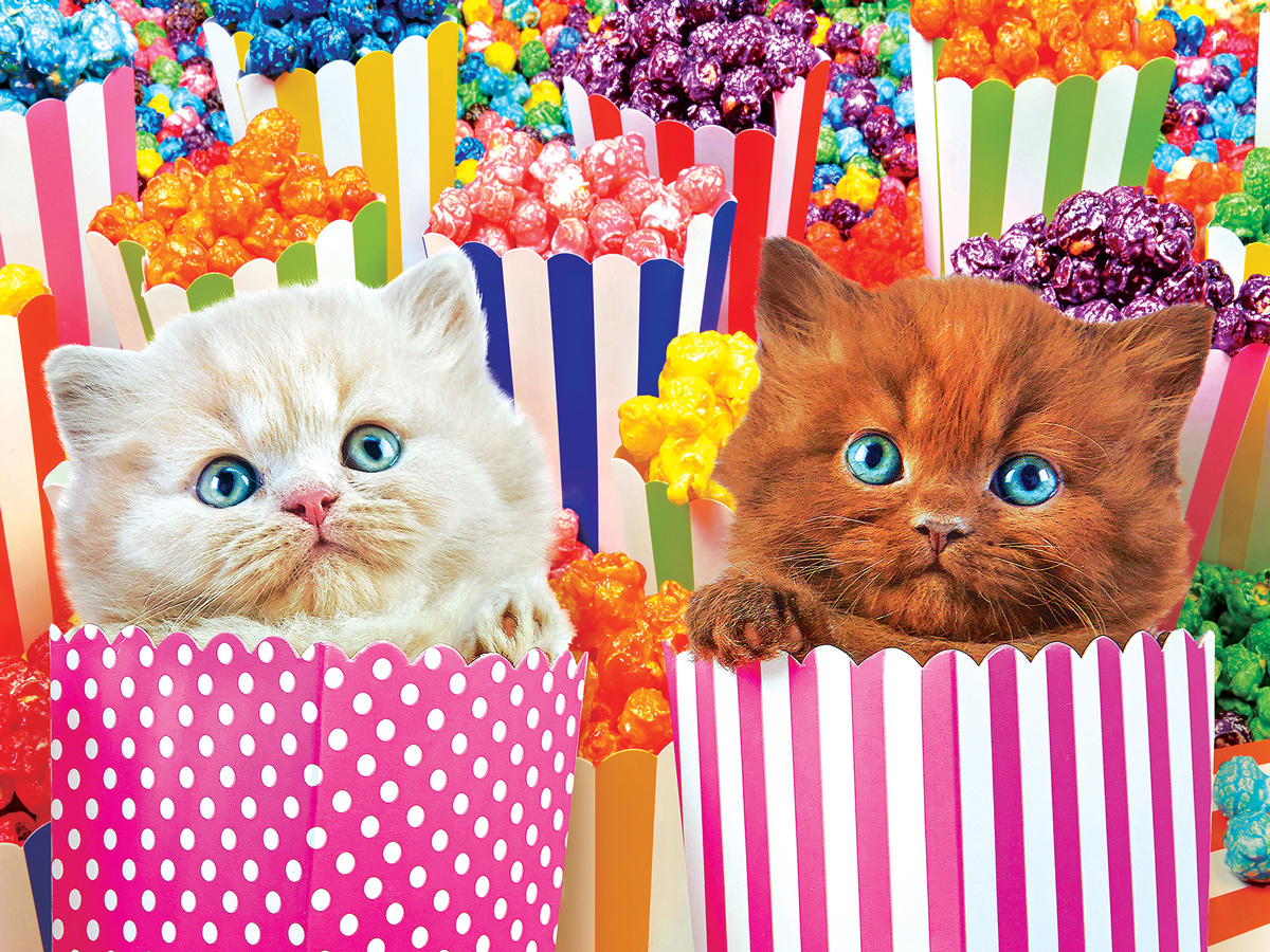 Popcorn Kitty Surprise Cats Jigsaw Puzzle