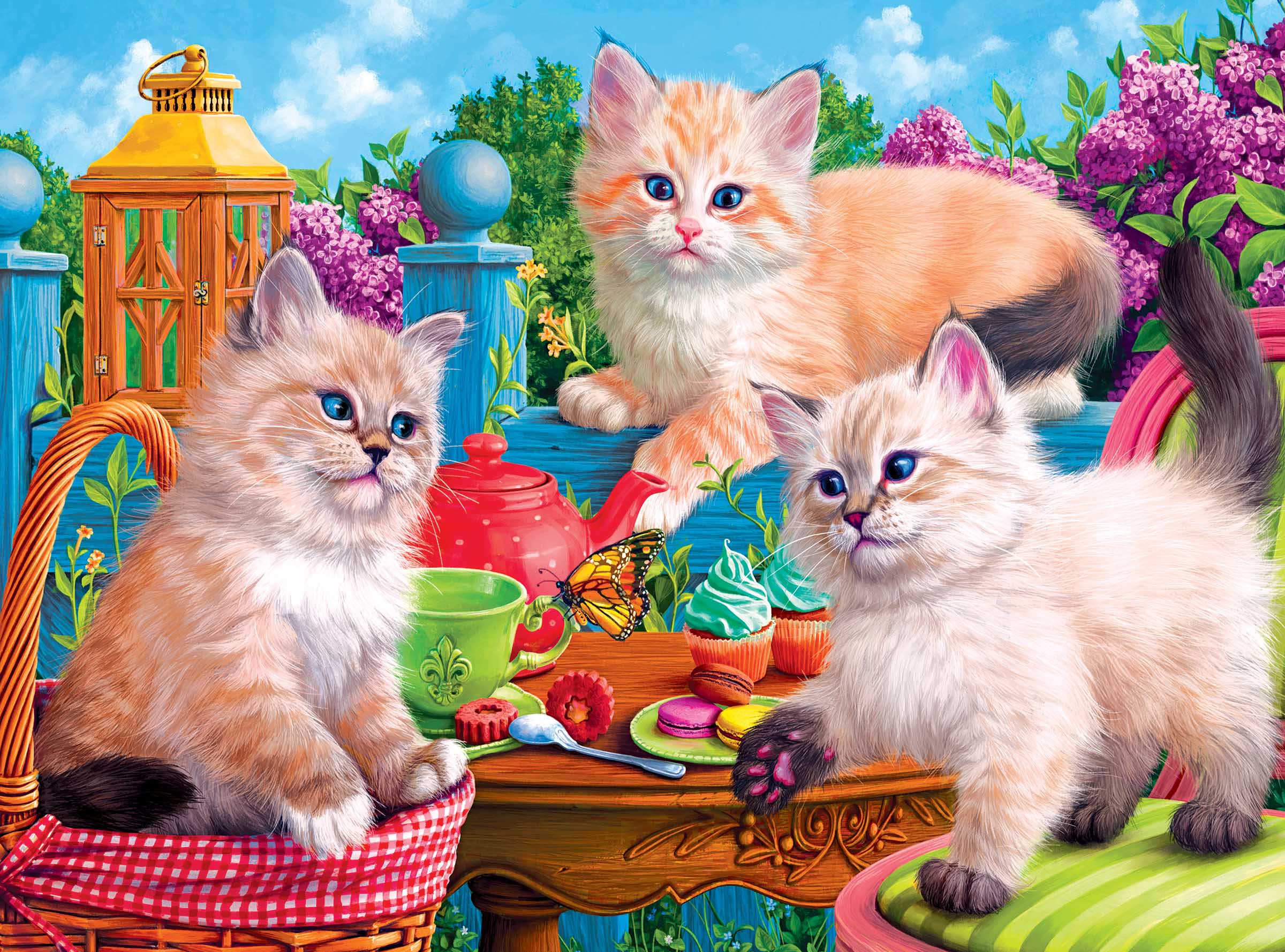 Kitten Tea Party Cats Jigsaw Puzzle