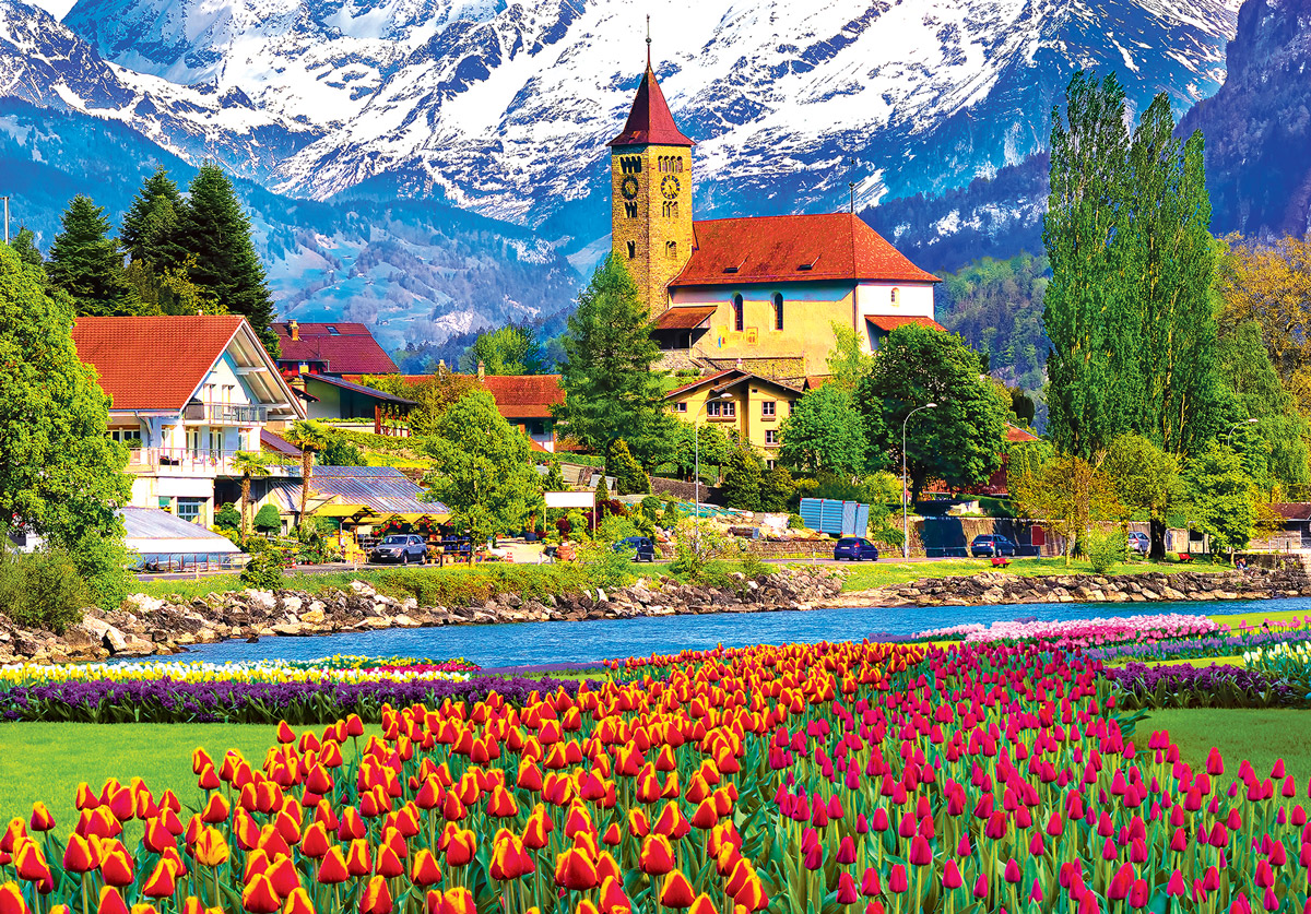 Brienz Town Flowers, Switzerland Flower & Garden Jigsaw Puzzle
