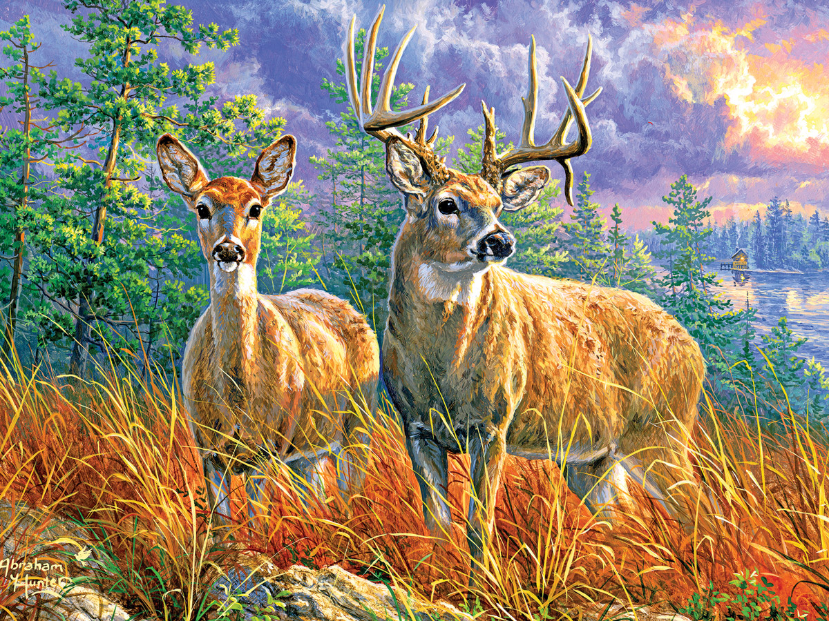 Northern Whitetails Forest Animal Jigsaw Puzzle