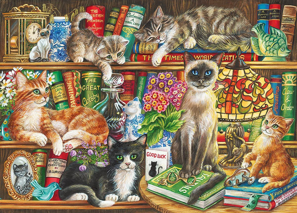 Puss In Books Cats Jigsaw Puzzle