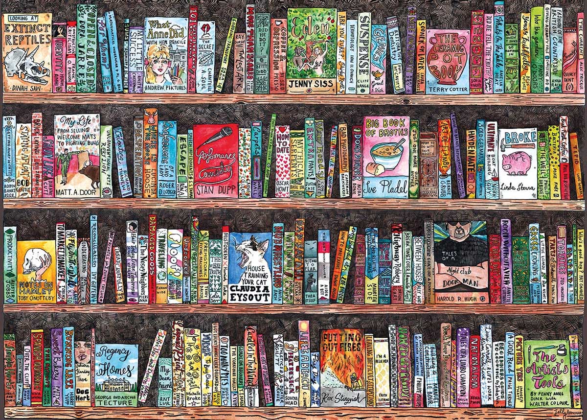 Authorful Puns Bookshelves Jigsaw Puzzle