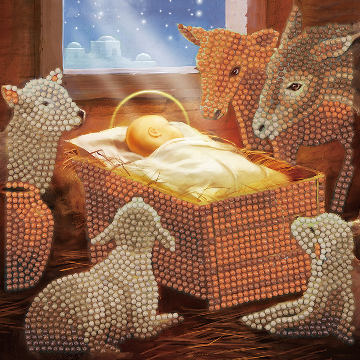 Baby in a Manger Crystal Art Card Kit
