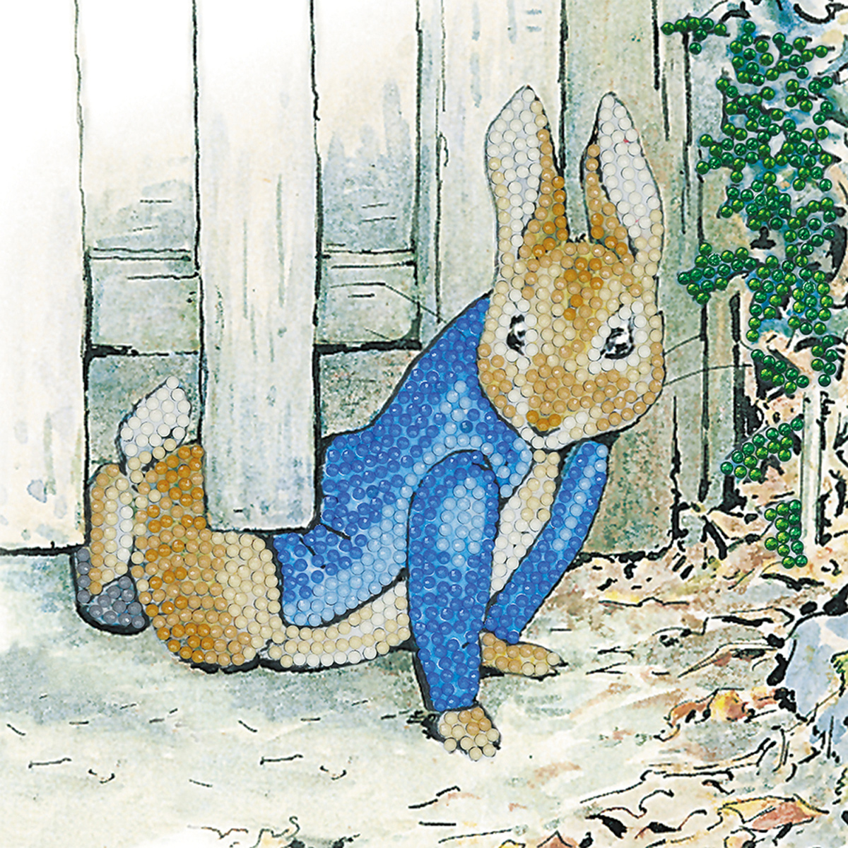 Peter Rabbit Under the Fence Crystal Art Card Kit