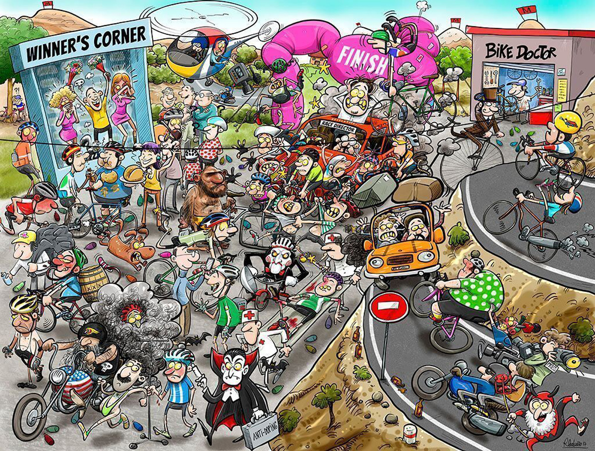 Chaos at the Cycling Tournament Sports Jigsaw Puzzle