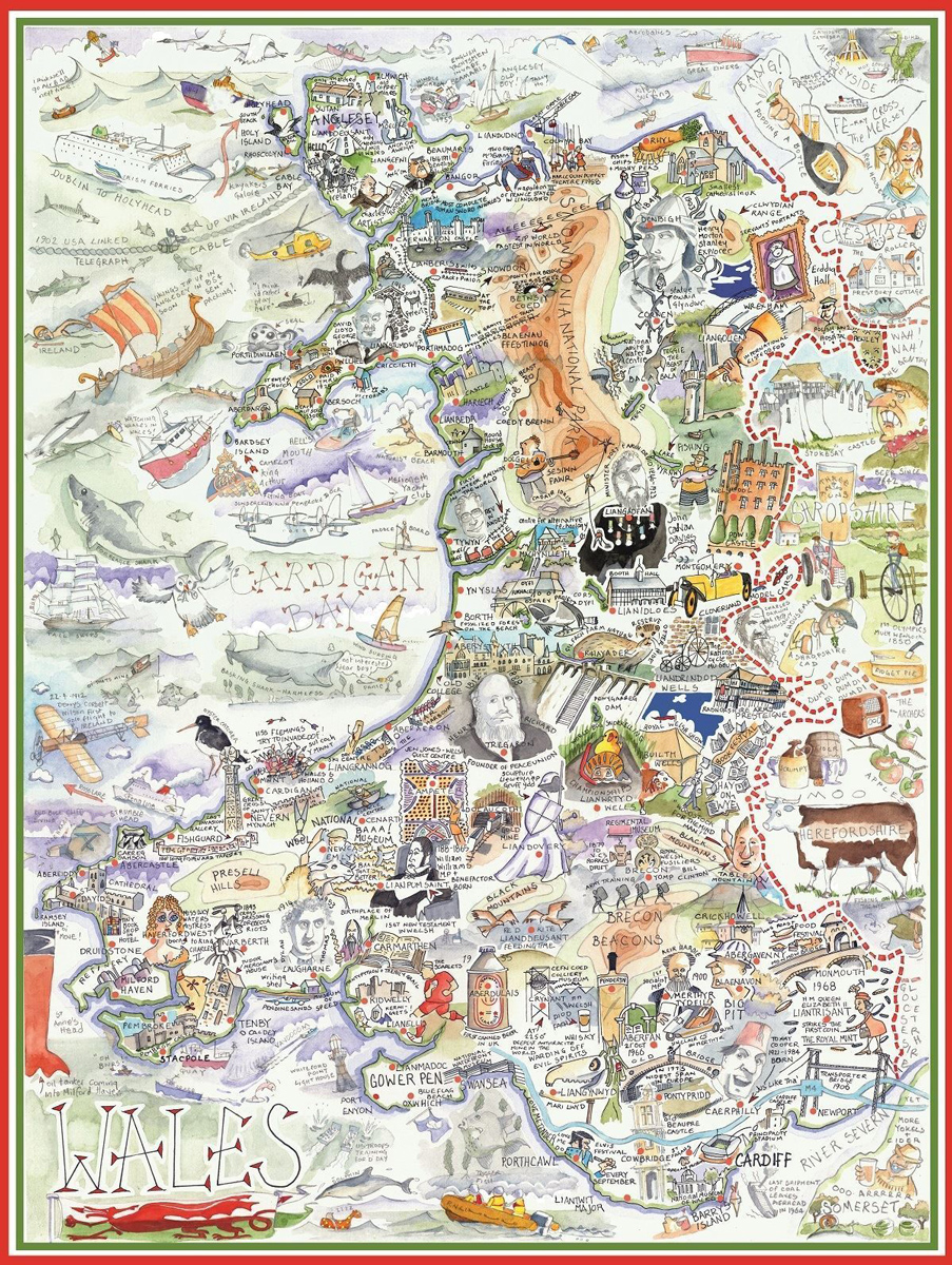 Map of Wales, 1000 Pieces, All Jigsaw Puzzles | Puzzle Warehouse