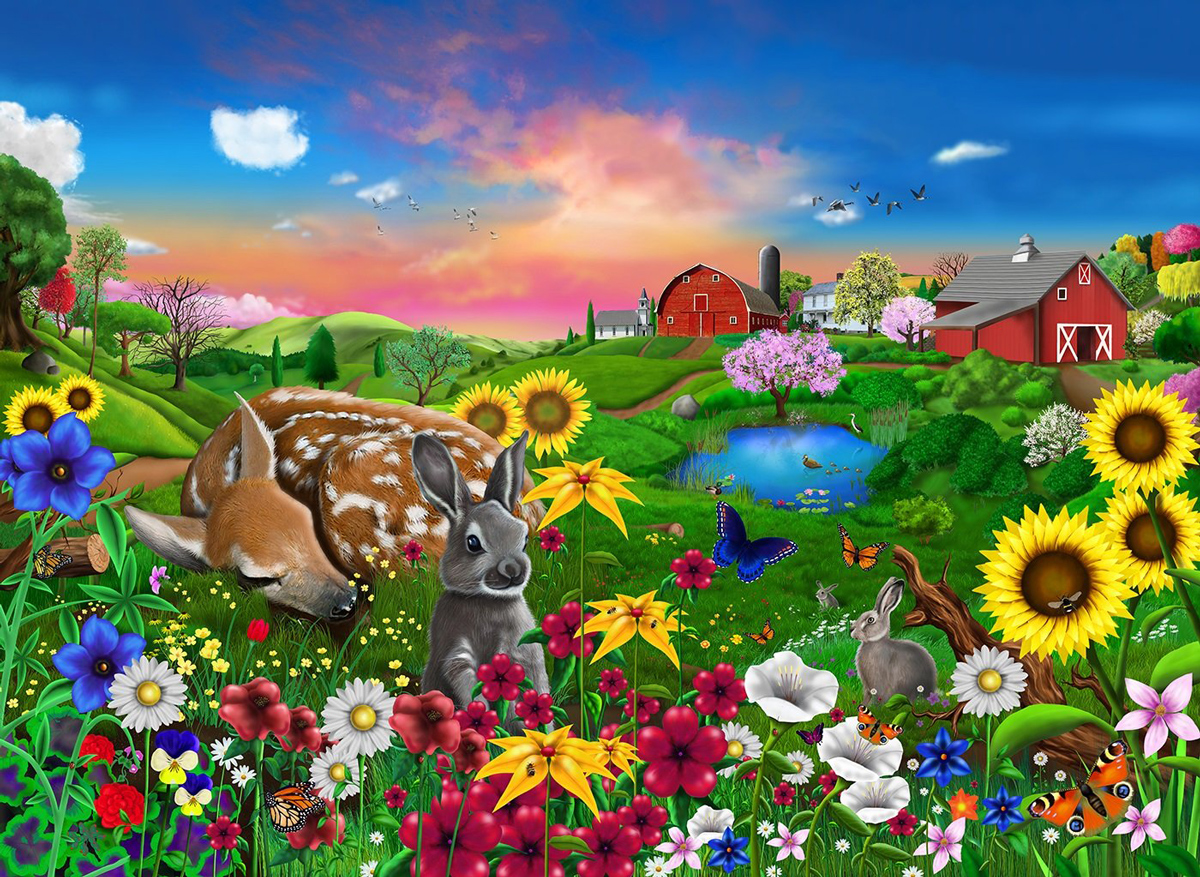 Peaceful Pastures Farm Animals Jigsaw Puzzle