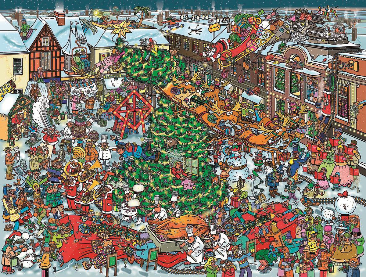 Bart Slyp Christmas Street - Scratch and Dent Christmas Jigsaw Puzzle