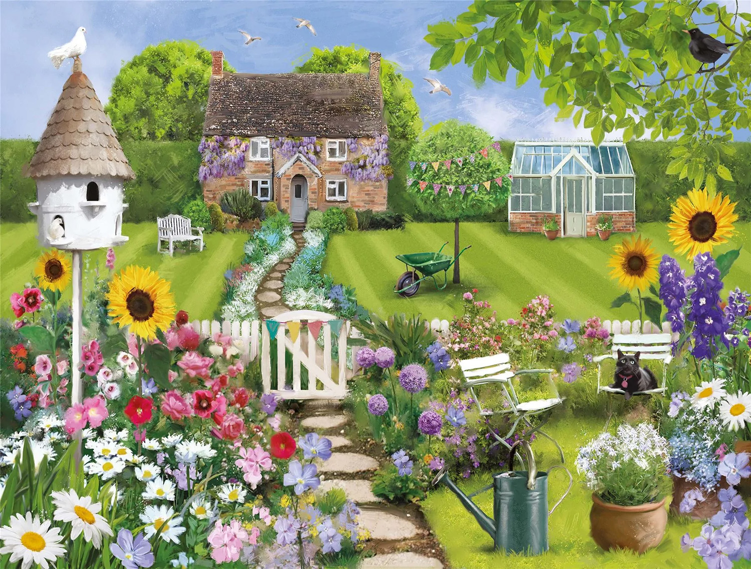 Cottage Garden Path Countryside Jigsaw Puzzle