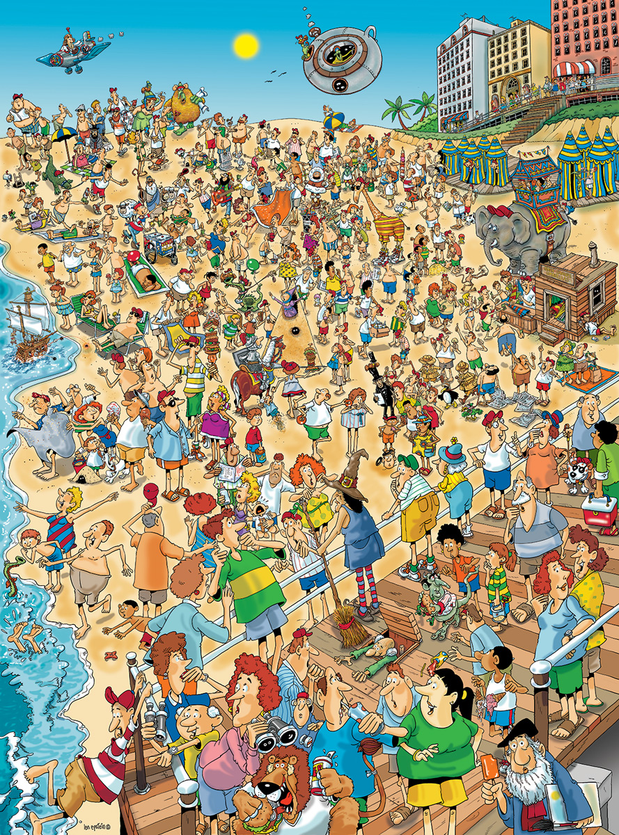 Day at the Beach - Len Epstein - Scratch and Dent People Jigsaw Puzzle