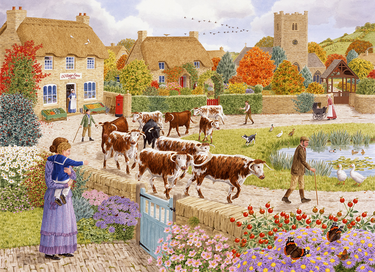Autumn Village Farm Animals Jigsaw Puzzle