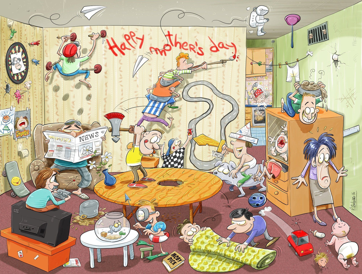 Chaos on Mother's Day Humor Jigsaw Puzzle
