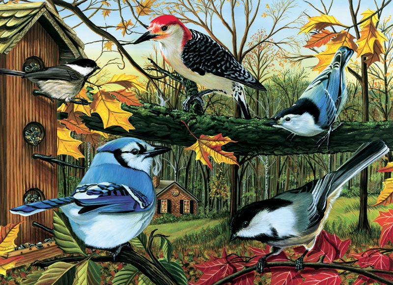 Blue Jay and Friends - Scratch and Dent Birds Jigsaw Puzzle