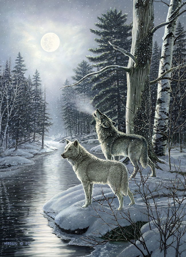 Wolves by Moonlight Wolves Jigsaw Puzzle