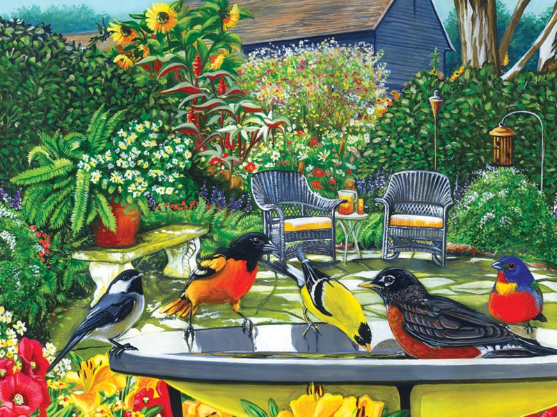 Bird Bath - Scratch and Dent Birds Jigsaw Puzzle
