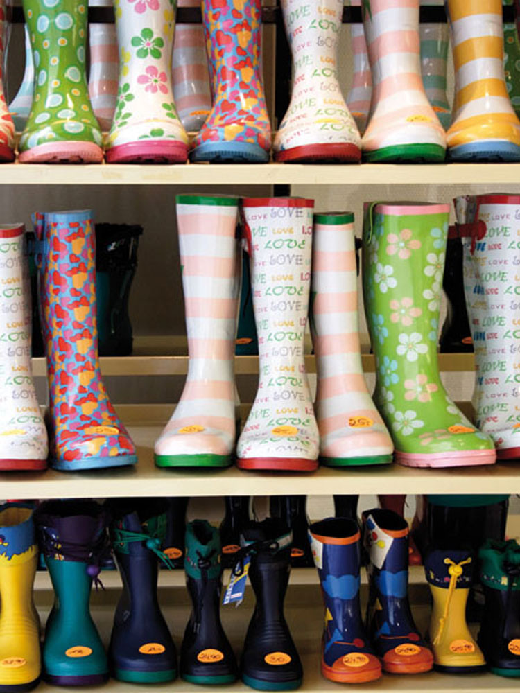 colorful rain boots