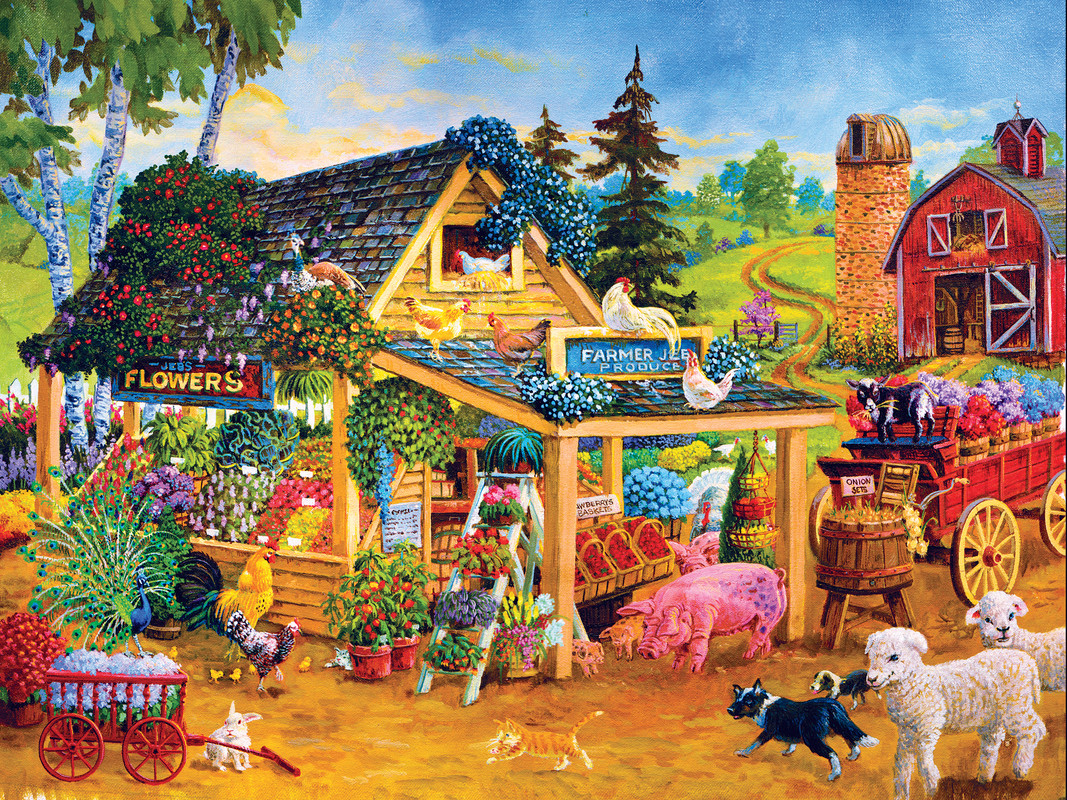 Barnyard Farmers Market, 500 Pieces, RoseArt | Puzzle Warehouse