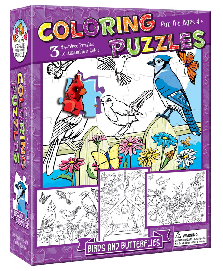 Birds and Butterflies (Coloring Puzzles) - Scratch and Dent Birds Jigsaw Puzzle