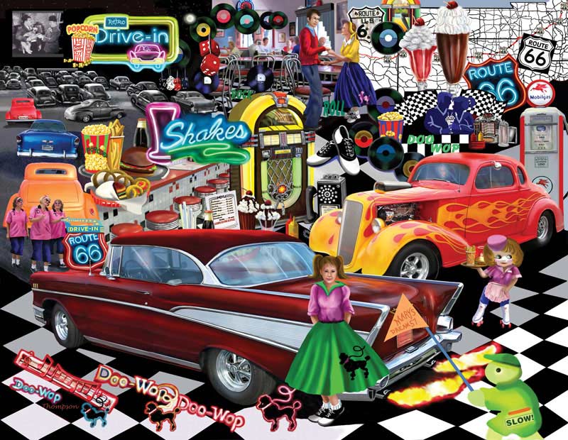 Jigsaw puzzle Car Music Americana Doo Wop Rock & Roll 1000 piece NEW Made in USA