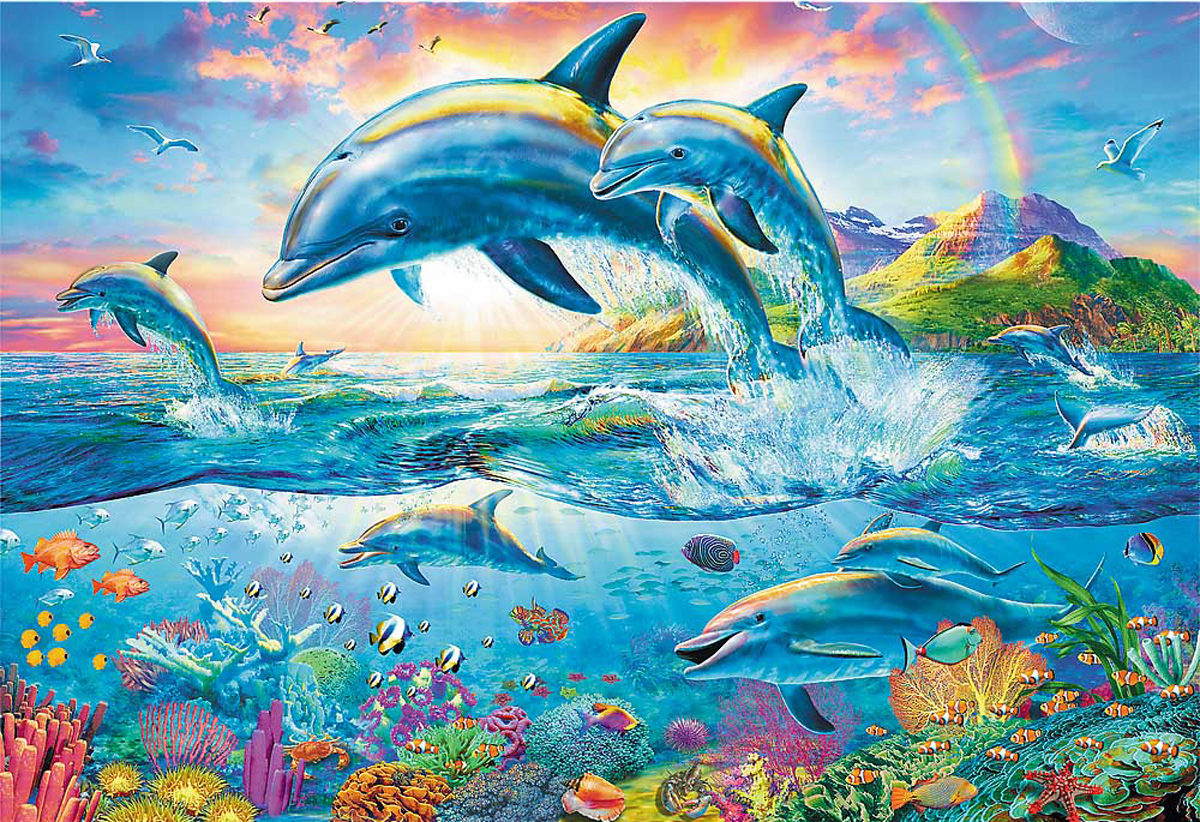 Dolphin Family - Scratch and Dent Sea Life Jigsaw Puzzle