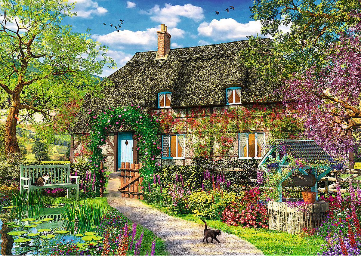 Country Cottage Flower & Garden Jigsaw Puzzle