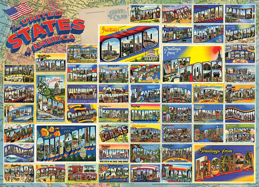 Vintage American Postcards Nostalgic & Retro Jigsaw Puzzle
