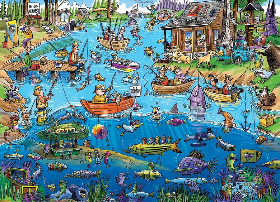 DoodleTown: Gone Fishing Fishing Jigsaw Puzzle