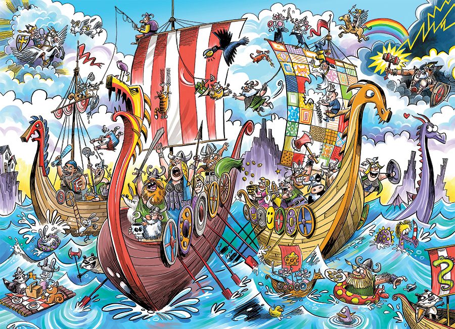 DoodleTown: Viking Voyage Cartoon Jigsaw Puzzle